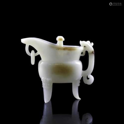 CHINESE JADE LIDDED LIBATION CUP