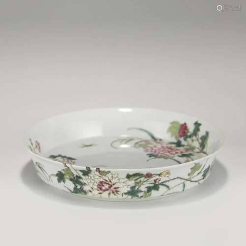 QING YONGZHENG FAMILLE ROSE NOODLE PLATE