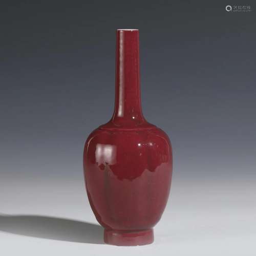 REPUBLIC PERIOD CARMINE RED GLAZED BOTTLE VASE