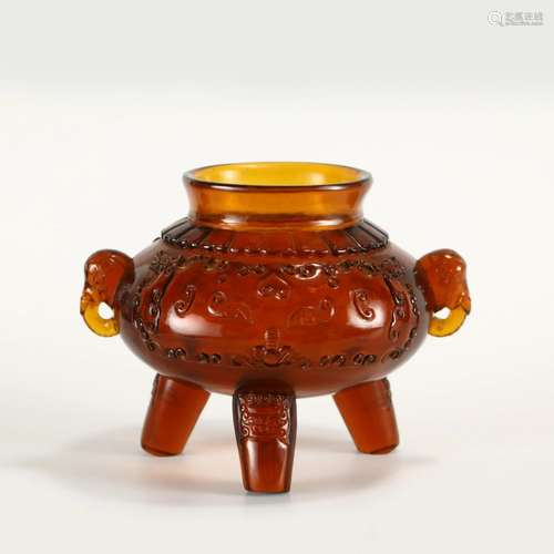 QING QIANLONG GLASS INCENSE BURNER