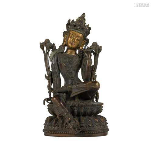 MING GILT BRONZE THINKING BUDDHA LOKITHESVARA