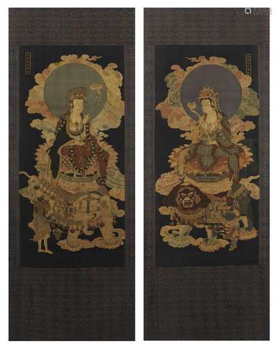 PAIR CHINESE MING DYNASTY KESI SILK PANEL