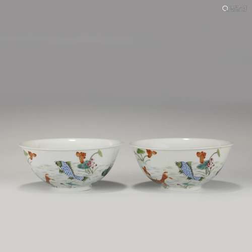 QING PAIR OF DAOGUANG FAMILLE ROSE BOWLS