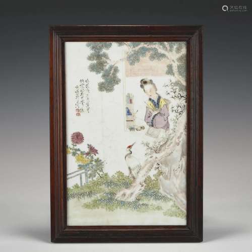 REPUBLIC PERIOD FRAMED PORCELAIN PAINTING