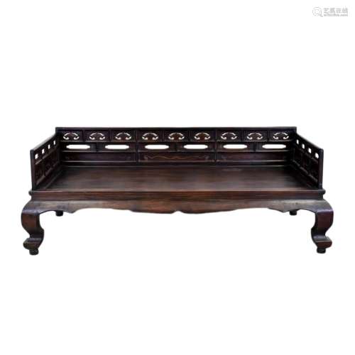18/19TH C RARE CHINESE ZITAN WAISTED DAYBED, TA