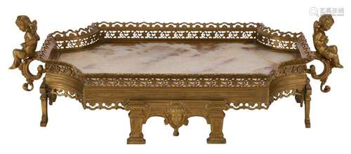 A FRENCH GILT-METAL AND MARBLE SURTOUT DE TABLE LATE 19TH CE...