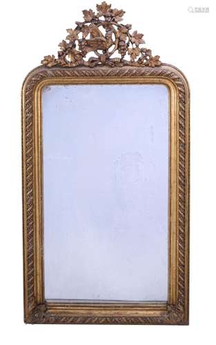 A FRENCH GILT-FRAMED OVERMANTEL MIRROR MID 19TH CENTURY