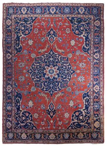 A LARGE AND IMPRESSIVE TABRIZ MEDALLION CARPET NORTH-WEST PE...