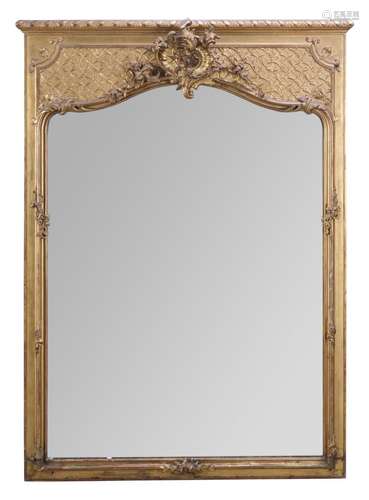 A FRENCH GILT-FRAMED OVERMANTEL MIRROR MID 19TH CENTURY