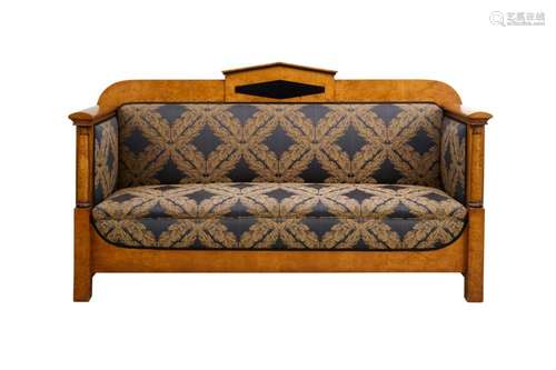 A NORTHERN EUROPEAN BIEDERMEIER BIRCH SOFA MID 19TH CENTURY