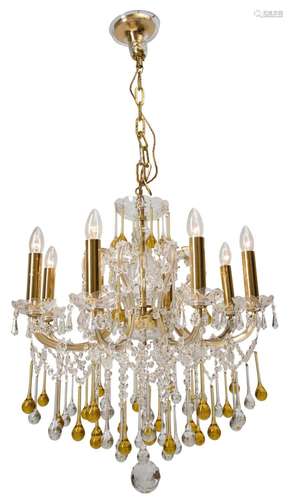 A CZECH CRYSTAL MARIE THERESE BIRDCAGE CHANDELIER MID 20TH C...