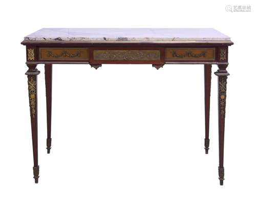 A LOUIS XVI STYLE MARBLE-TOP MAHOGANY CENTRE TABLE EARLY 20T...