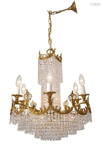 AN ITALIAN WATERFALL SWAROVSKI CRYSTAL CHANDELIER MID 20TH C...