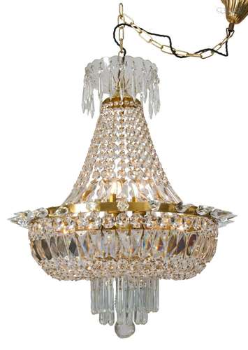 A CZECH CRYSTAL BASKET CHANDELIER MID 20TH CENTURY