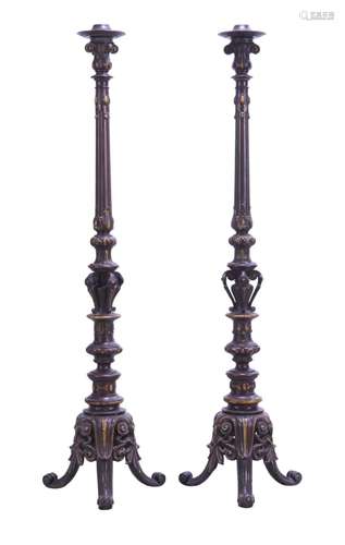 A PAIR OF FRENCH BRONZE TORCHERES LATE 19TH CENTURY