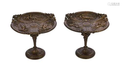 A PAIR OF FRENCH BRONZE TAZZE CIRCA 1880