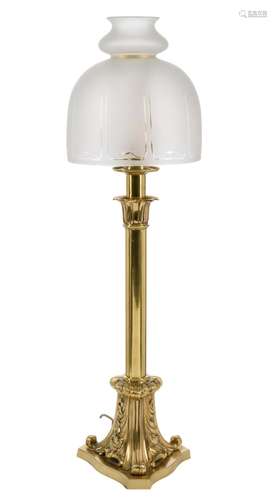 AN ENGLISH BRASS TELESCOPIC TABLE LAMP STAMPED PALMER & ...