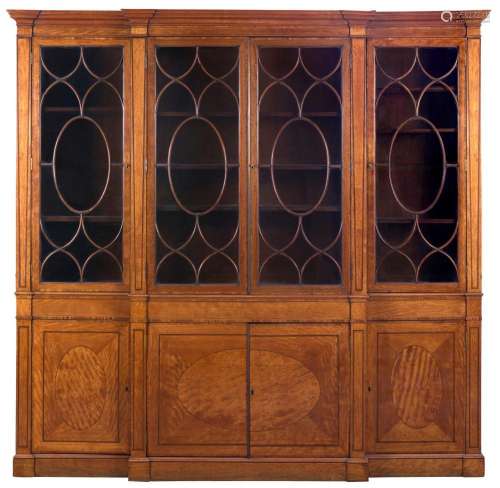 A GEORGE III STYLE SATINWOOD AND MAHOGANY LIBRARY BOOKCASE 1...