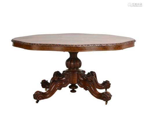 A VICTORIAN WALNUT SUPPER TABLE MID 19TH CENTURY