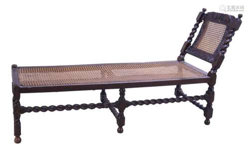 A CHARLES II-STYLE OAK AND SPLIT-CANE DAYBED 19TH CENTURY
