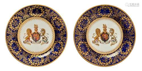 TWO RARE WORCESTER (BARR, FLIGHT AND BARR) PORCELAIN ARMORIA...