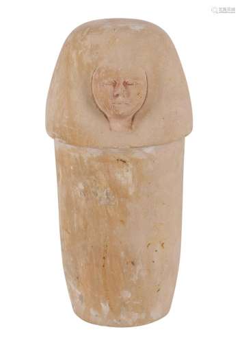 AN EGYPTIAN LIMESTONE VOTIVE CANOPIC JAR CIRCA LATE PERIOD (...