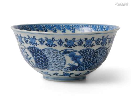 A JAPANESE BLUE AND WHITE BOWL BY KAWAMOTO HANSUKE IV, EDO P...