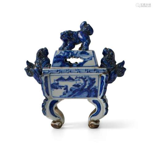 A JAPANESE BLUE AND WHITE CENSER BY TAKAHASHI DOHACHI IV (18...