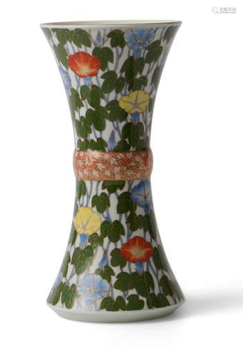 A JAPANESE STUDIO MORNING GLORY VASE BY FUKAGAWA, MEIJI PERI...