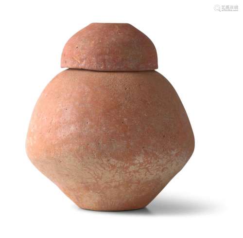 A CHINESE RED POTTERY LIDDED JAR HONGSHAN CULTURE (4700-2900...