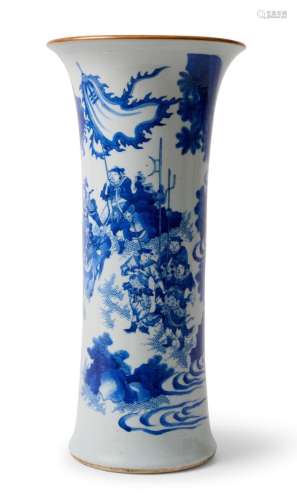 A CHINESE BLUE AND WHITE BEAKER VASE TRANSITIONAL PERIOD (16...