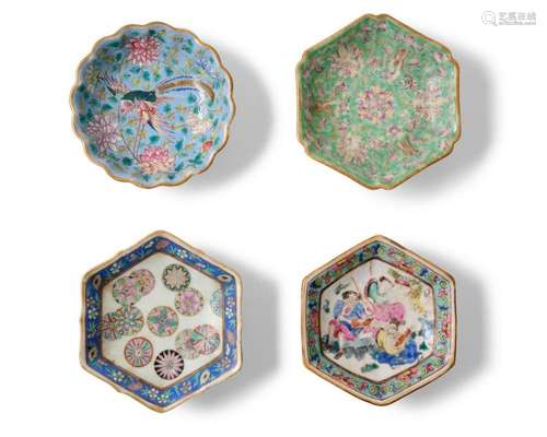 FOUR CHINESE FAMILLE ROSE/FENCAI FOOTED DISHES TONGZHI MARK ...