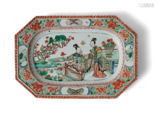 A CHINESE WUCAI/FAMILLE VERTE OCTAGONAL SERVING DISH KANGXI ...