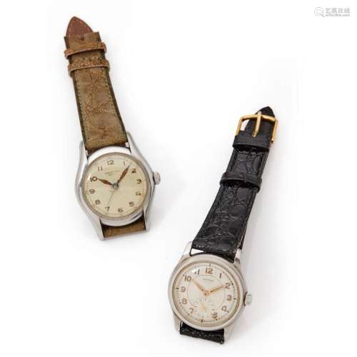 Universal Genève, vers 1950. Un lot de 2 montres en acier à ...