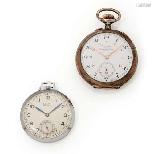 Un lot de 2 montre de gousset, vers 1930. Chronomètre Ligero...