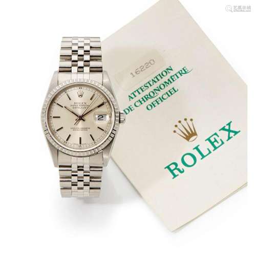 Rolex, Datejust, Réf. 16220, n° 859xxxx, garantie d'orig...