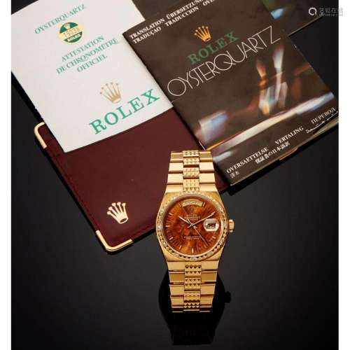 Rolex Oysterquartz Day-Date, Réf.19038, n° 9171xxx, garantie...