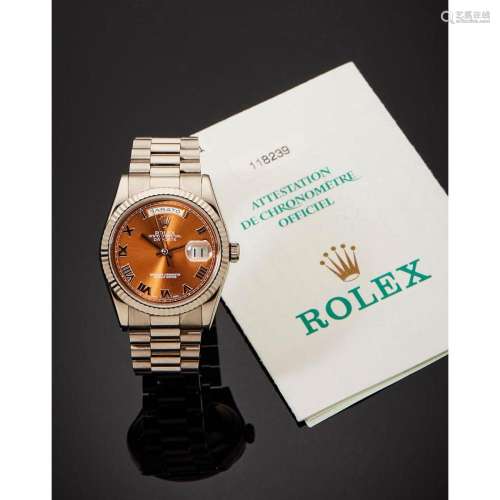 Rolex, Day-Date, Réf 118239 , n° K85xxxx, garantie d'ori...
