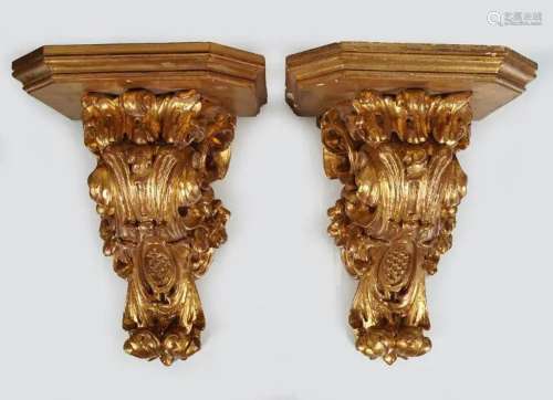 PAIR OF LARGE GILT CORBELS