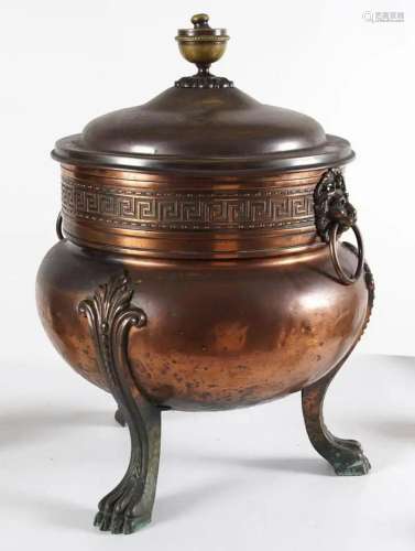 NEOCLASSICAL BRASS AND COPPER COAL URN