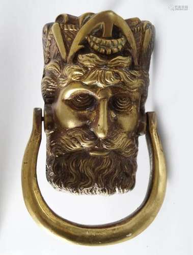 19TH-CENTURY BRASS DOOR KNOCKER