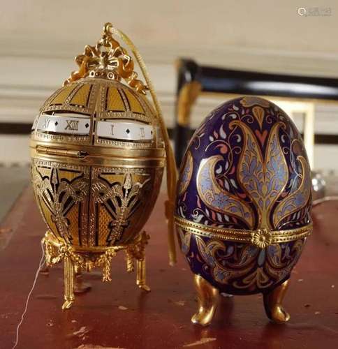 2 ENAMELLED EGGS