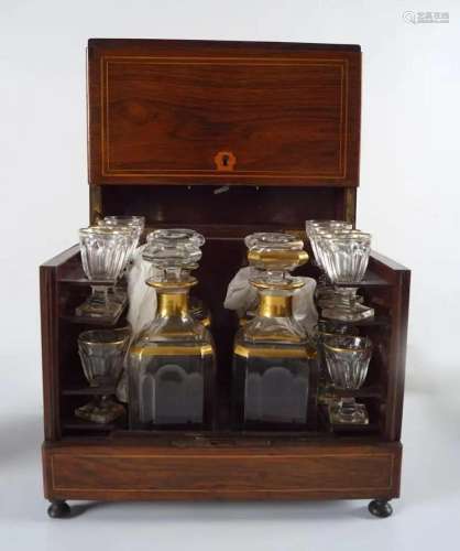 REGENCY ROSEWOOD AND INLAID DECANTER BOX
