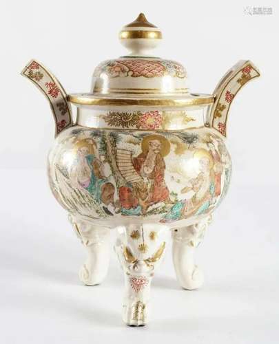 19TH-CENTURY SATSUMA URN AND COVER