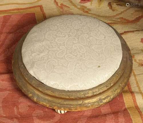 PAIR OF 19TH-CENTURY GILT FRAMED FOOT STOOLS