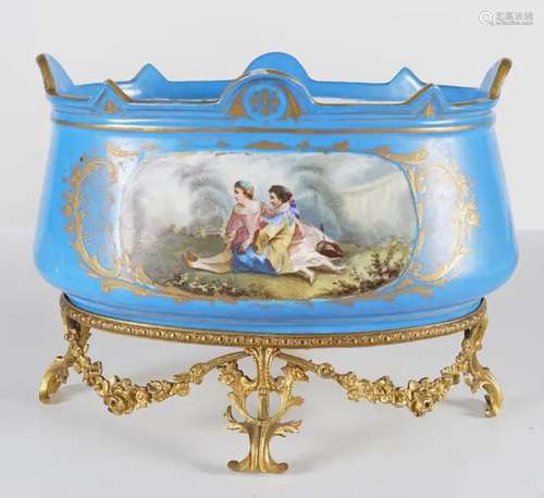 19TH-CENTURY FRENCH PORCELAIN & ORMOLU JARDINIERE