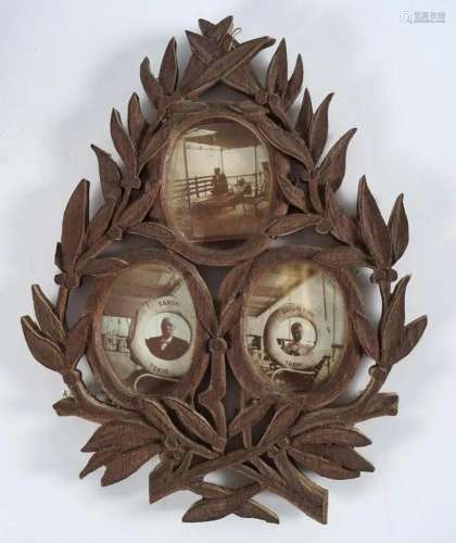 LATE 19TH-CENTURY CARVED WOOD TRIPLE PHOTO FRAME