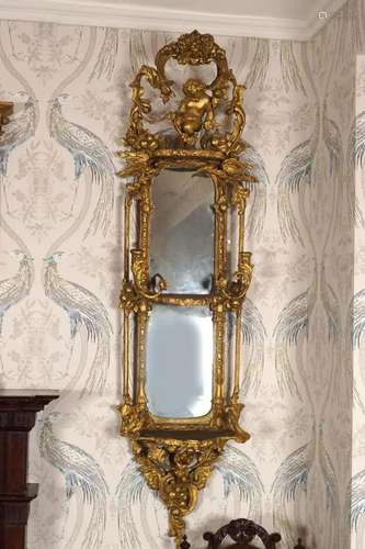 PAIR OF 19TH-CENTURY GILT FRAMED SHELVES