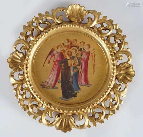 19TH-CENTURY PAINTED CIRCULAR PANEL