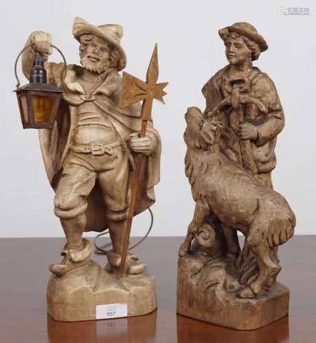 2 LATE 19TH-CENTURY WOODEN SCULPTURES